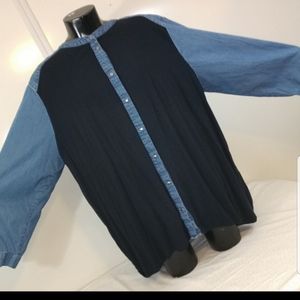 *Ellos Black & Denim Trim Oversized Tunic